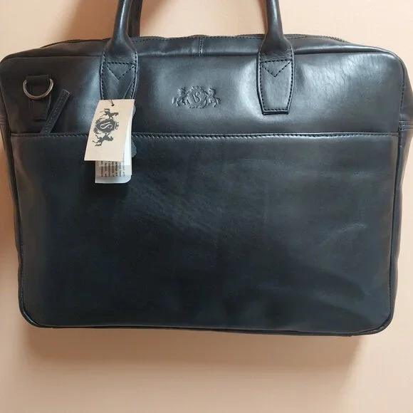 Sid & Vain Laptop bag BOSTON smooth leather black